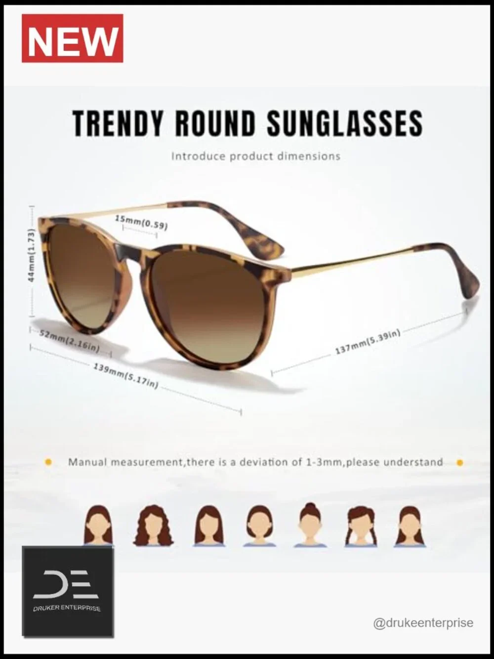 Polarized Round Retro Sunglasses UV400 Protection Unisex